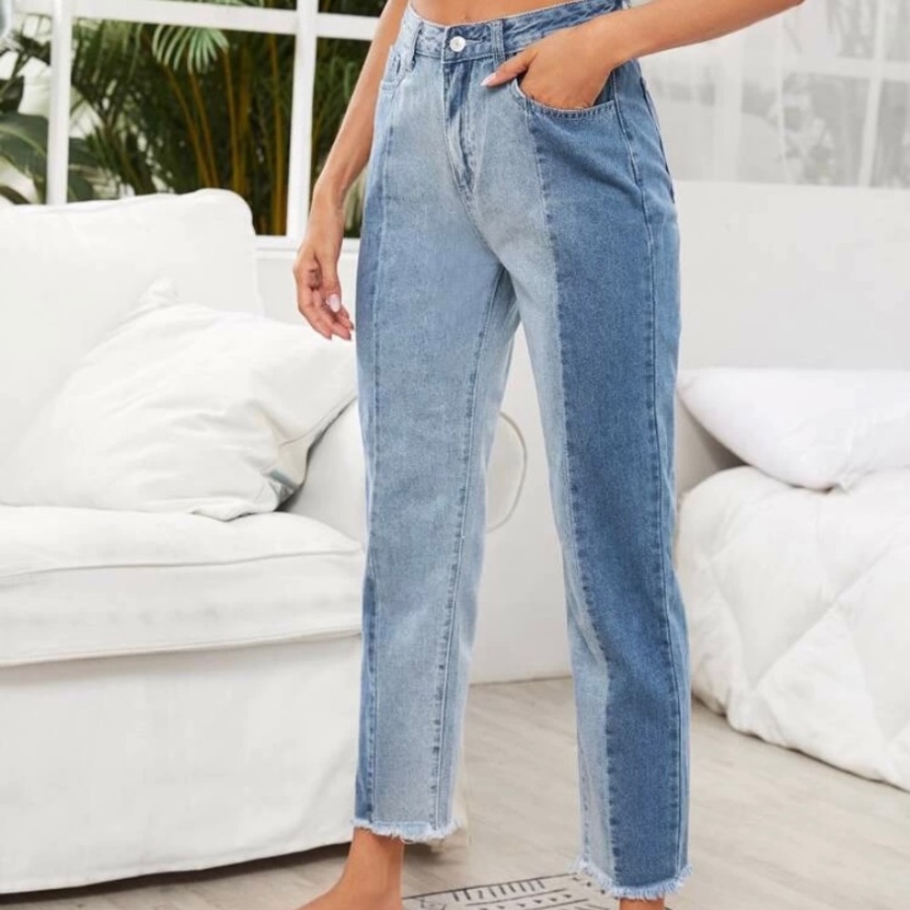 Two Tone High Waisted Jeans